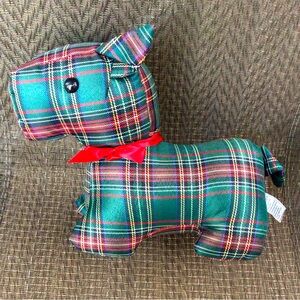 Scottish Plaid Green/Red Large Doorstop Scottie